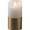 Konstsmide LED-Echtwachskerze Weiß-Messingfarben mit Timer 15,5 cm