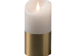 Konstsmide LED-Echtwachskerze Weiß-Messingfarben mit Timer 15,5 cm