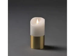 Konstsmide LED-Echtwachskerze Weiß-Messingfarben mit Timer 15,5 cm