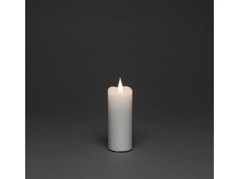 Konstsmide LED-Echtwachskerze Weiß mit Timer für Innen 12,7 x 5 cm