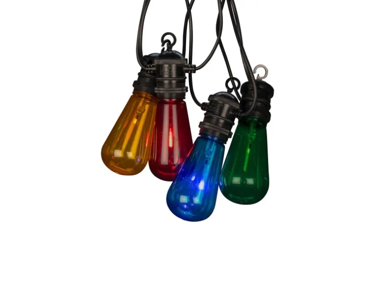 Konstsmide LED-Lichterkette Water Drop 10 Bunte Birnen 4,5 m Schwarz