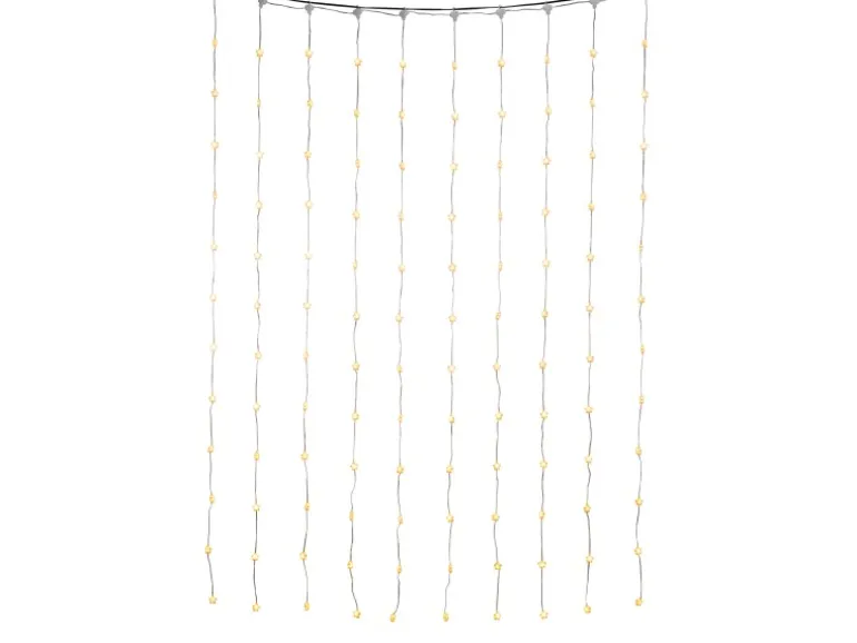 Konstsmide LED-Lichtervorhang mit 120 Sterne und 120 Bernsteinfarbenen Dioden
