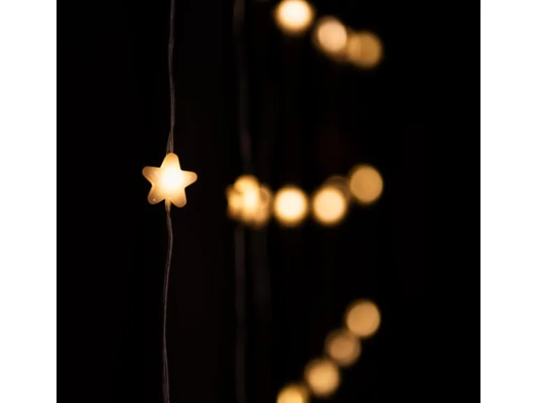 Konstsmide LED-Lichtervorhang mit 120 Sterne und 120 Bernsteinfarbenen Dioden