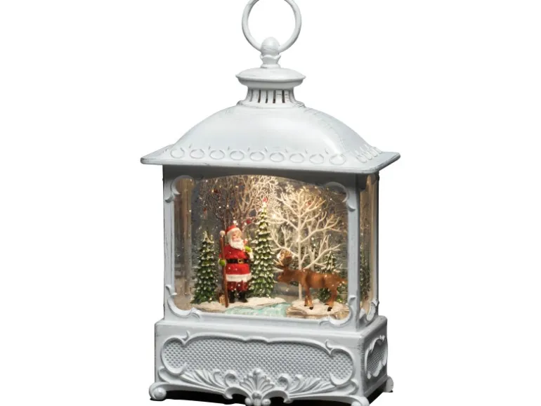 Konstsmide LED-Wasserlaterne Weiß Weihnachtsmann mit Elch warmweiß innen