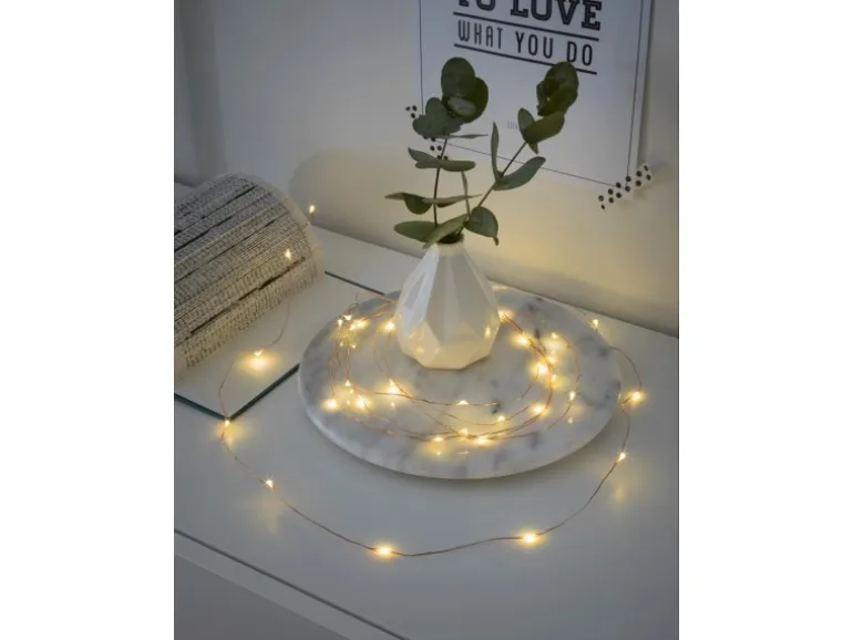 Konstsmide Micro LED Lichterkette 40 warmweiße LEDs kupferfarbener Draht innen