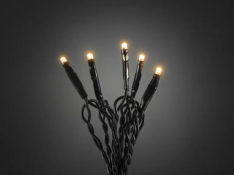 Konstsmide Micro LED Lichterkette 100 bernsteinfarbene LEDs grünes Kabel innen