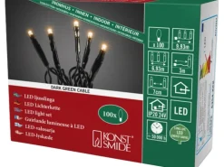 Konstsmide Micro LED Lichterkette 100 bernsteinfarbene LEDs grünes Kabel innen