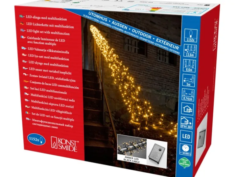 Konstsmide Micro LED Lichterkette Cluster 1152 bernsteinf. LEDs innen und außen