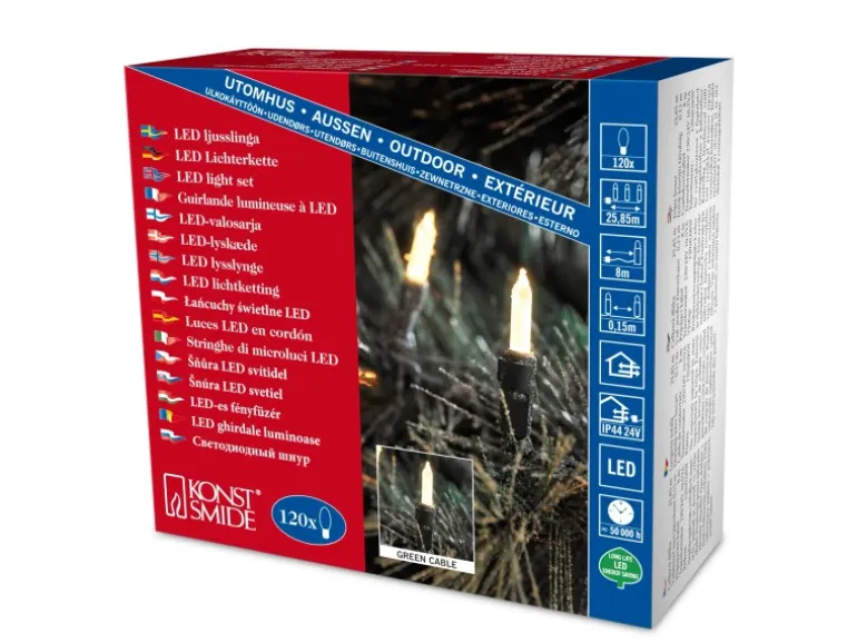 Konstsmide Mini LED Lichterkette 120 warmweiße LEDs innen und außen