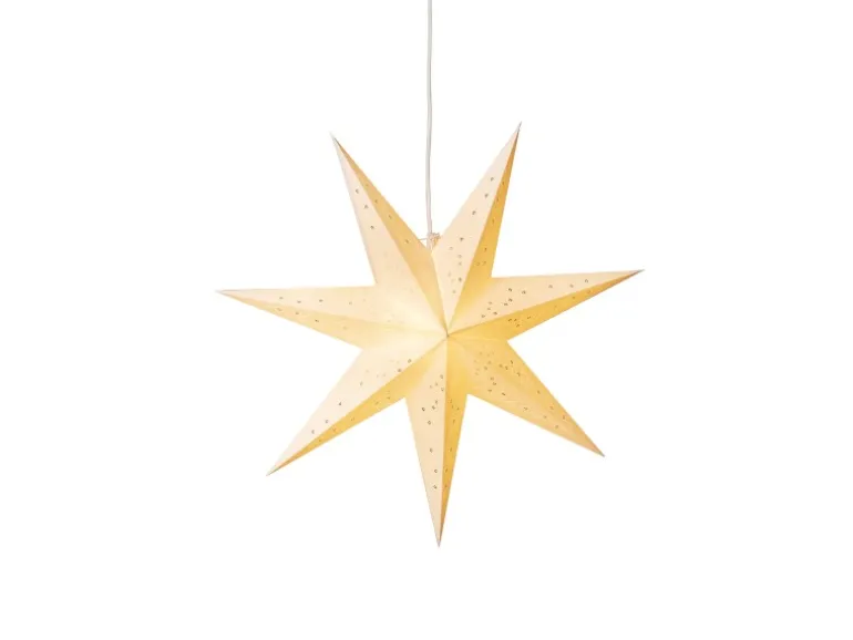 Konstsmide Papierstern Gesticktes Lochmuster 7 Zacken Beige