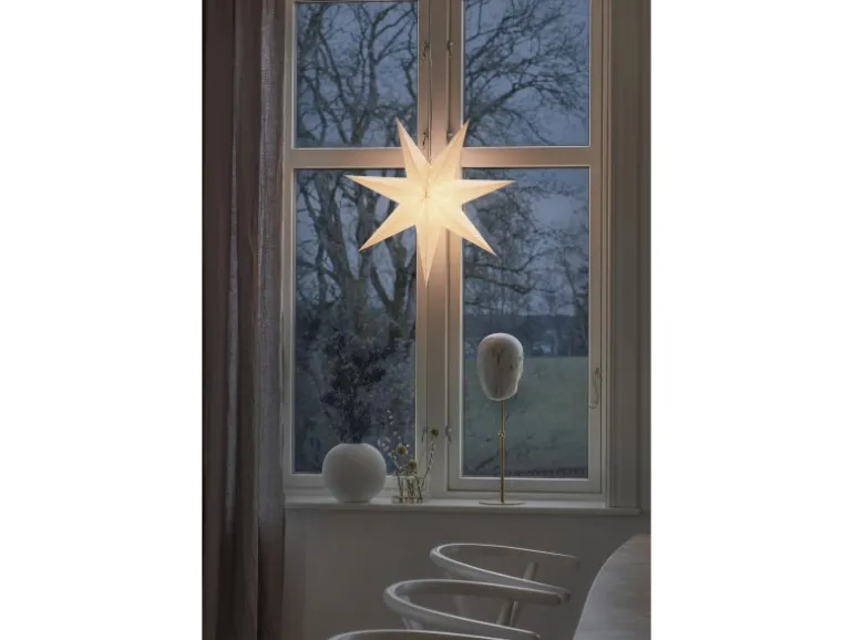 Konstsmide Papierstern Gesticktes Lochmuster 7 Zacken Beige