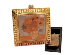 Krebs Glas Lauscha Baumschmuck Sonnenblumen Kunstwerk Goldfarbig 12cm
