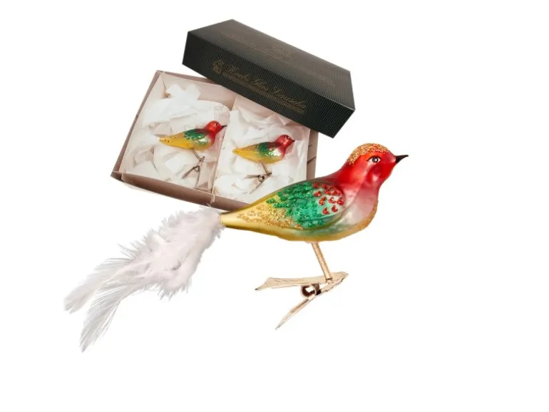 Krebs Glas Lauscha Baumschmuck Vogelset Mehrfarbig 8cm