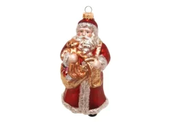 Krebs Glas Lauscha Baumschmuck Santa Nostalgie mit Korb Rot 17cm