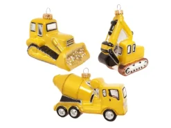 Krebs Glas Lauscha Baumschmuck Baustellenfahrzeuge Gelb 12cm