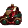 Krebs Glas Lauscha Baumschmuck Weihnachtsmann im Auto Rot 8cm