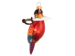 Krebs Glas Lauscha Baumschmuck Papagei mit Säbel Rot 13cm