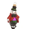 Krebs Glas Lauscha Baumschmuck Schneeman mit Zylinder Mehrfarbig 11cm