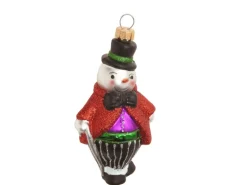 Krebs Glas Lauscha Baumschmuck Schneeman mit Zylinder Mehrfarbig 11cm