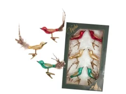 Krebs Glas Lauscha Baumschmuck Vogel Mini-Set Mehrfarbig 6cm