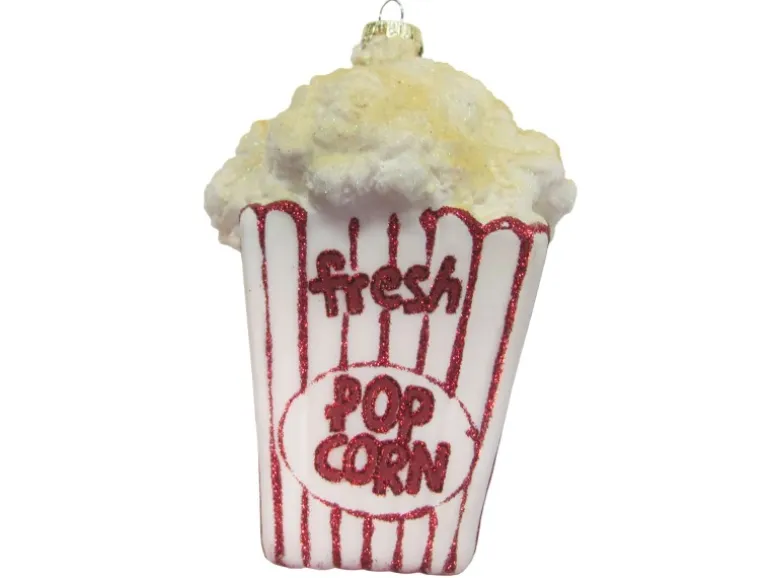 Krebs Glas Lauscha Baumschmuck Tüte Popcorn Weiß 13cm