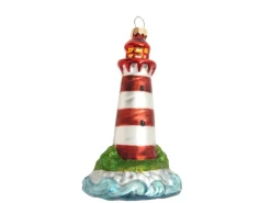 Krebs Glas Lauscha Baumschmuck Leuchturm Rot 12cm