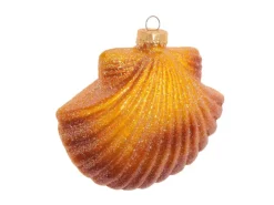 Krebs Glas Lauscha Baumschmuck Jakobsmuschel Goldfarbig 9cm