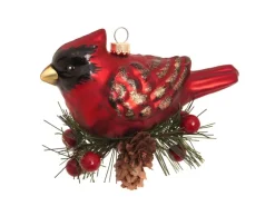 Krebs Glas Lauscha Baumschmuck Kardinal Vogel Auf Zweig Rot 13cm