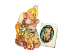 Krebs Glas Lauscha Baumschmuck Viktorianisch Kind mit Bär Mehrfarbig 10cm