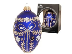 Krebs Glas Lauscha Baumschmuck Ei Im Schleifendesign Blau 10cm