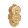 Krebs Glas Lauscha Baumschmuck Bitcoin Goldfarbig 9cm