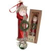 Krebs Glas Lauscha Baumschmuck Santa mit Kranz Nostalgie Rot 22cm