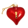 Krebs Glas Lauscha Baumschmuck Herz mit Schlüsselkette Rot 10cm