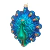 Krebs Glas Lauscha Baumschmuck Pfau Hängend Blau 13cm