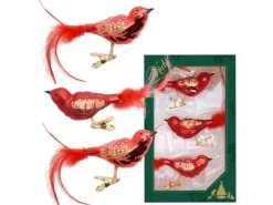 Krebs Glas Lauscha Baumschmuck Wintervögel Rot 9cm