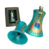 Krebs Glas Lauscha Baumschmuck Glocke Pfau Türkis 8cm