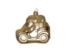 Krebs Glas Lauscha Baumschmuck Weihnachtsmann Im Auto Goldfarbig 8cm