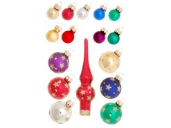 Krebs Glas Lauscha Baumschmuck Mini-Dekoset mit Spitze Mehrfarbig 3cm