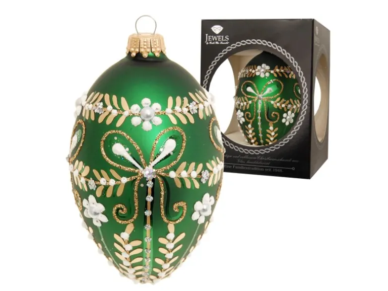 Krebs Glas Lauscha Baumschmuck Ei Im Schleifendesign Grün 10cm