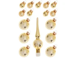 Krebs Glas Lauscha Baumschmuck Mini-Dekoset mit Spitze Goldfarbig 3cm