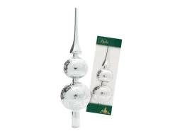 Krebs Glas Lauscha Baumspitze Rankendekor Glanz Silberfarbig 33cm