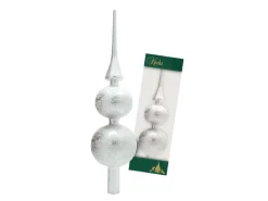 Krebs Glas Lauscha Baumspitze Rankendekor Matt Silberfarbig 33cm