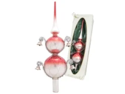 Krebs Glas Lauscha Baumspitze Glöckchen Umsponnen 2-farbig Rot 33cm