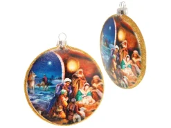 Krebs Glas Lauscha Glastaler Motivdruck Jesugeburt Bunt 9cm 10cm