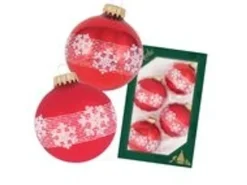 Krebs Glas Lauscha GmbH Christbaumkugeln Weihnachtskugeln Glas Ø 7 cm 4 Stück rot