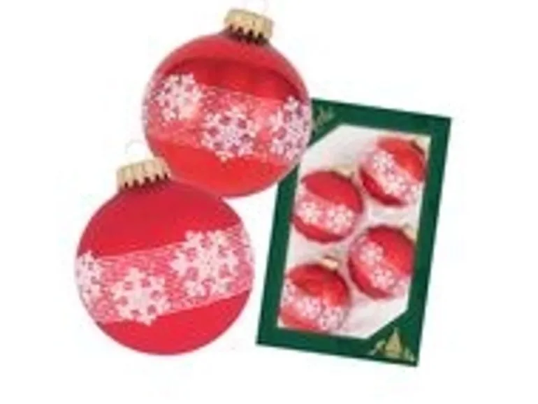 Krebs Glas Lauscha GmbH Christbaumkugeln Weihnachtskugeln Glas Ø 7 cm 4 Stück rot