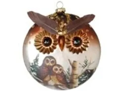 Krebs Glas Lauscha GmbH Christbaumschmuck Glas Eule Diskusform 12 cm 1 Stück