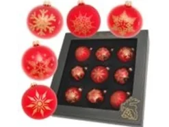 Krebs Glas Lauscha GmbH Christbaumkugeln Weihnachtskugeln Glas Ø 8 cm 9 Stück rot