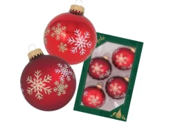 Krebs Glas Lauscha GmbH Christbaumkugeln Weihnachtskugeln Glas Ø 7 cm 4 Stück rot