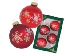 Krebs Glas Lauscha GmbH Christbaumkugeln Weihnachtskugeln Glas Ø 7 cm 4 Stück rot